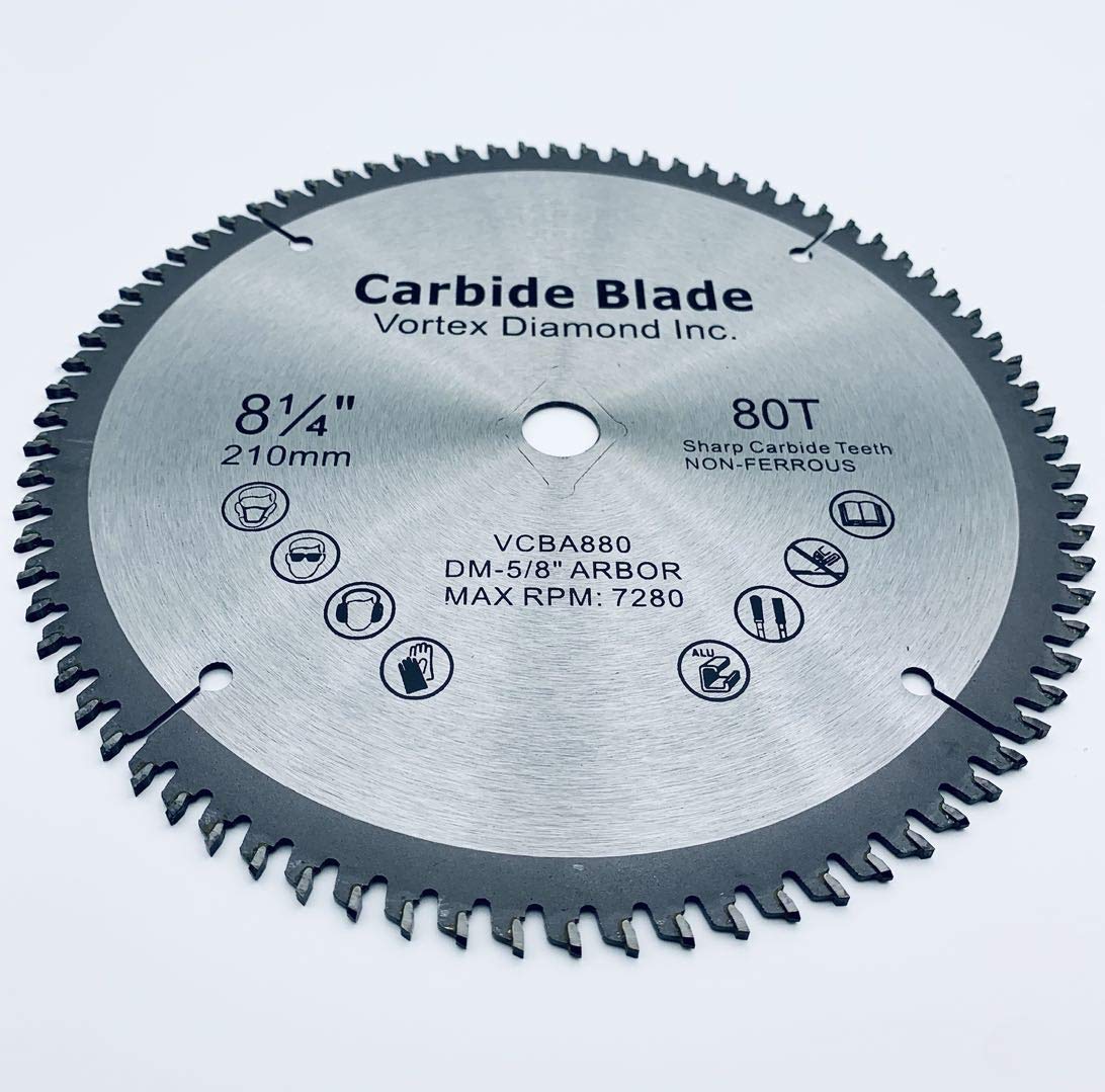 (5 Pack) VORTEX DIAMOND VAB 8-1/4 Inch 80 Teeth TCT Non-Ferrous Metal Cutting Circular Saw Blade (8-1/4 Inch 80 Teeth (5 Pack))