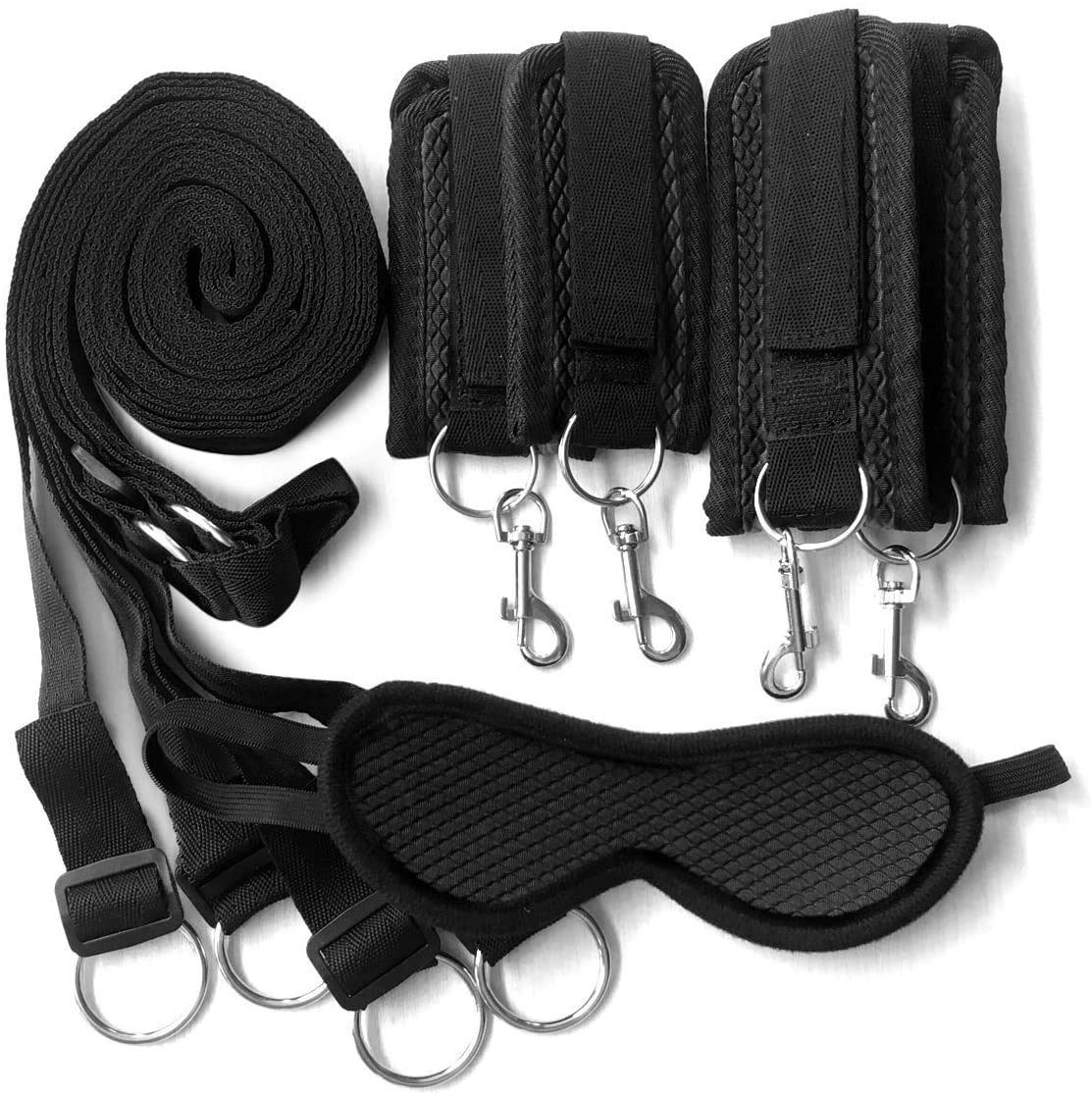 Kit d'accessoires de sport pour chambre à coucher en nylon avec bandeau pour les yeux （Noir）