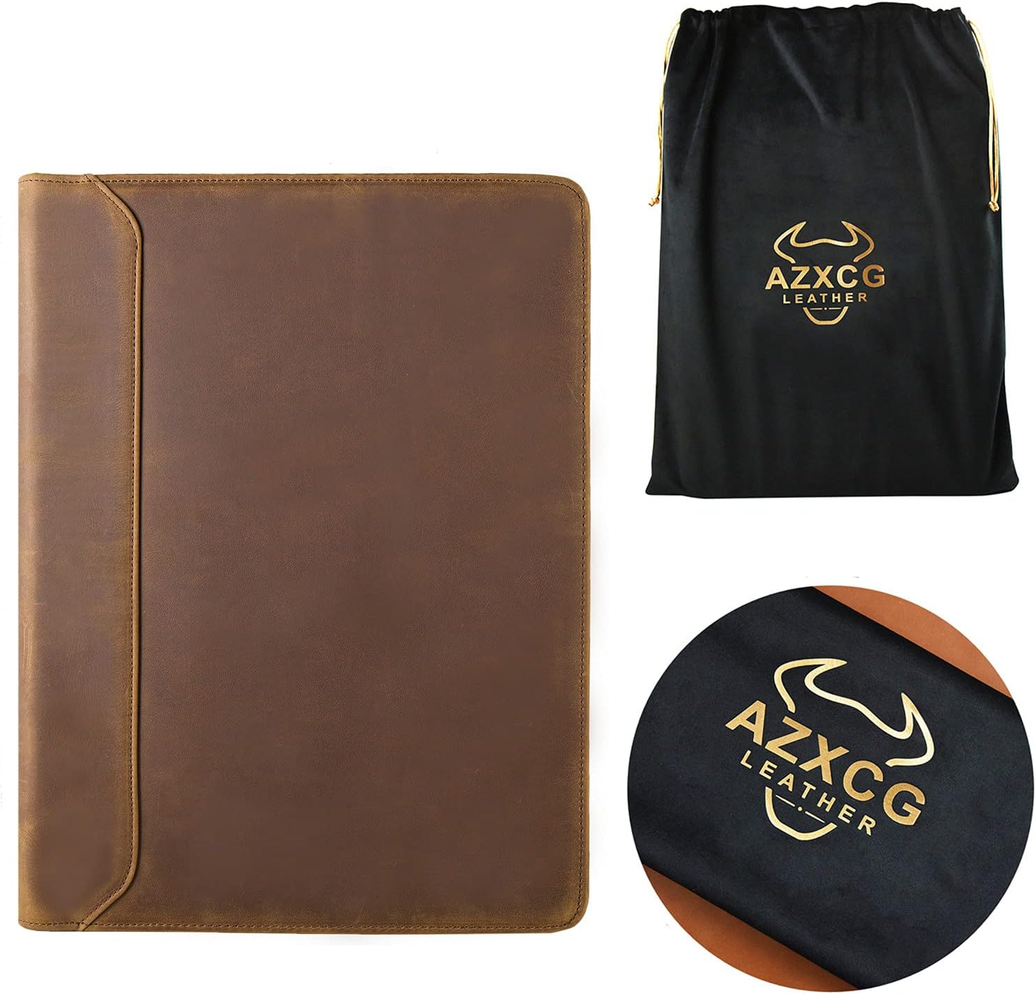 Cartera De Negocios A4 - Carpeta De Cuero Multifuncional Con Cremallera, Bloc De Notas Profesional, Agenda De Documentos De Conferencias, Organizador Personal Para Hombres Y Mujeres (color Azul, Tamaño