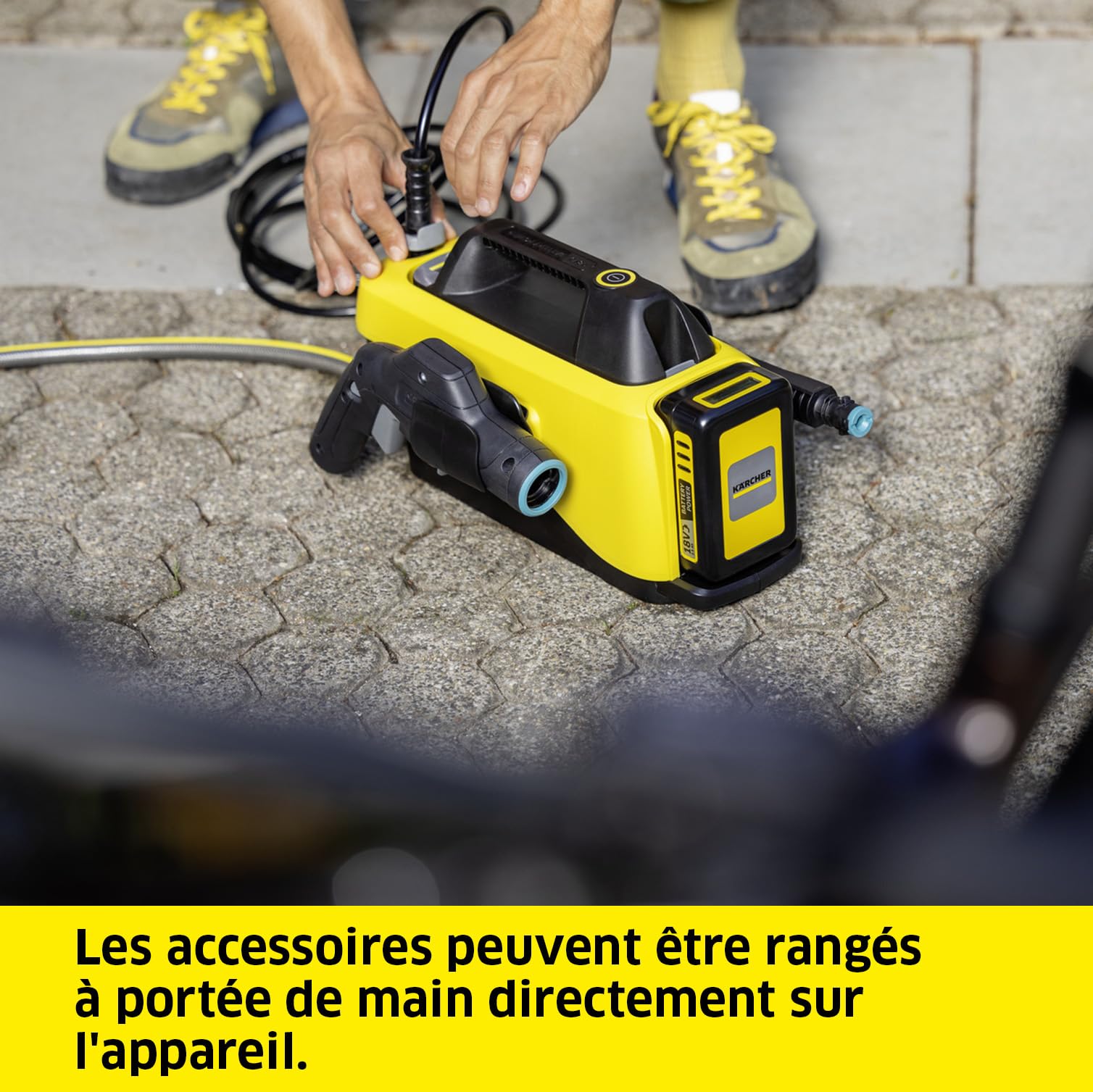 Kärcher Nettoyeur sans Fil Moyenne Pression OC 6-18, Pression: 24 Bar, Débit: 200 l/h, Poids: 2,5kg, Pistolet Pression, Buse à Jet Plat, Flexible, Compatible avec la Batterie Kärcher 18V Non-Incluse