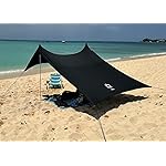 Neso Portable Beach Tent Sun Shelter with Sand Anchor - Lightweight Beach Shade Canopy - Easy Setup for Family Outings - Patented Reinforced Corners - UPF 50+ Sun Protection - 7 x 7ft - Black