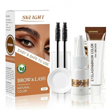 Lash Color Kit, Professional Eyelash & Eyebrow Color Kit Lasting for 2 Weeks, Instant Eyelash Color with Natural Ingredients, Safe & Easy to Use 7MLBrown