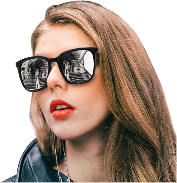 Amazon Siphew 偏光サングラス レディース ミラーサングラス ファッションオーバーサイズ Uv400保護 Us サイズ M カラー シルバー サングラス 通販