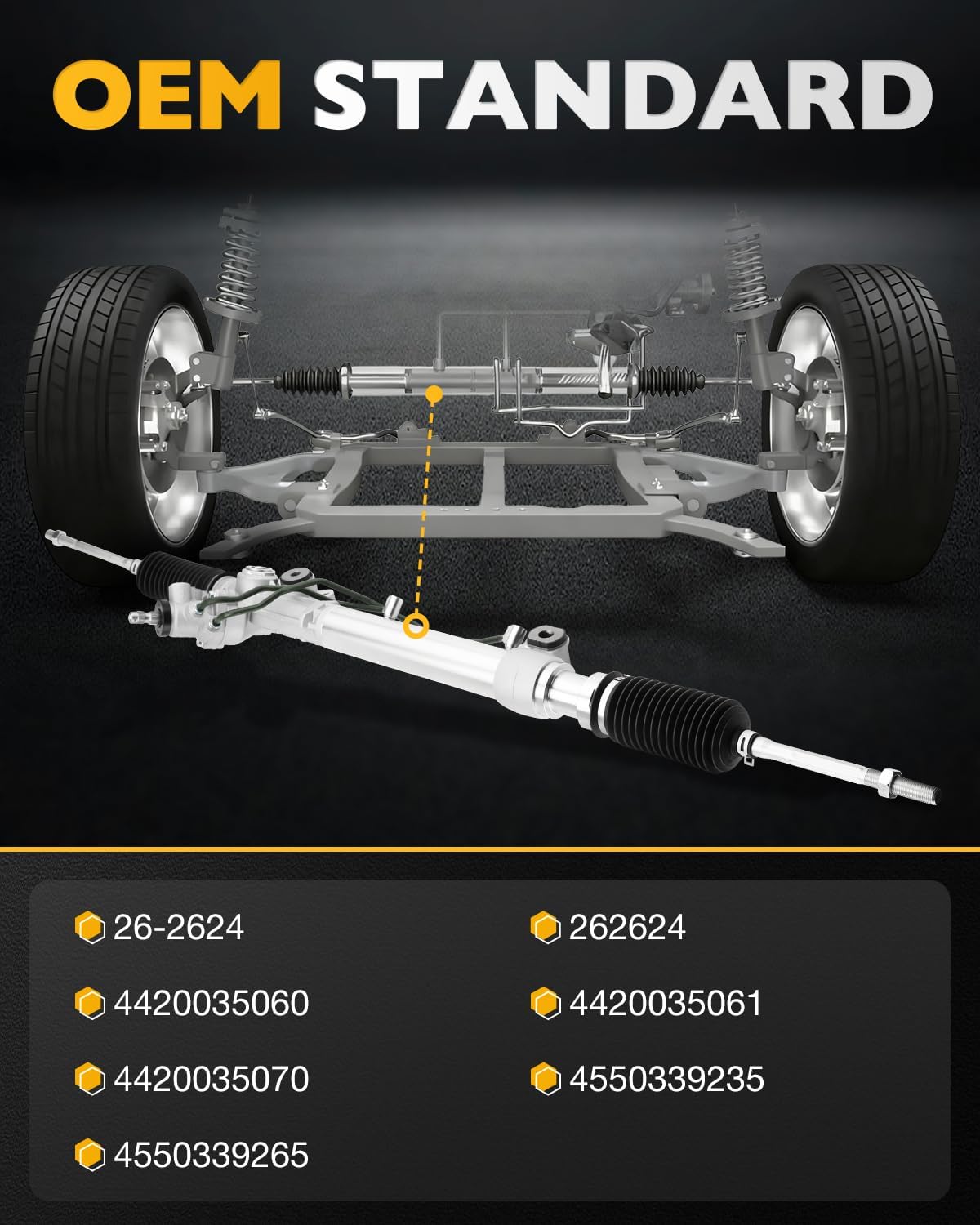 Hydraulic Power Steering Rack and Pinion, Compatible with 2003-2009 Toyota 4Runner 4.0 4.7 L, FJ Cruiser 4.0L, Lexus GX470 4.7L, Rack & Pinion Steering System, OE#26-2624 4550339235 4550339265