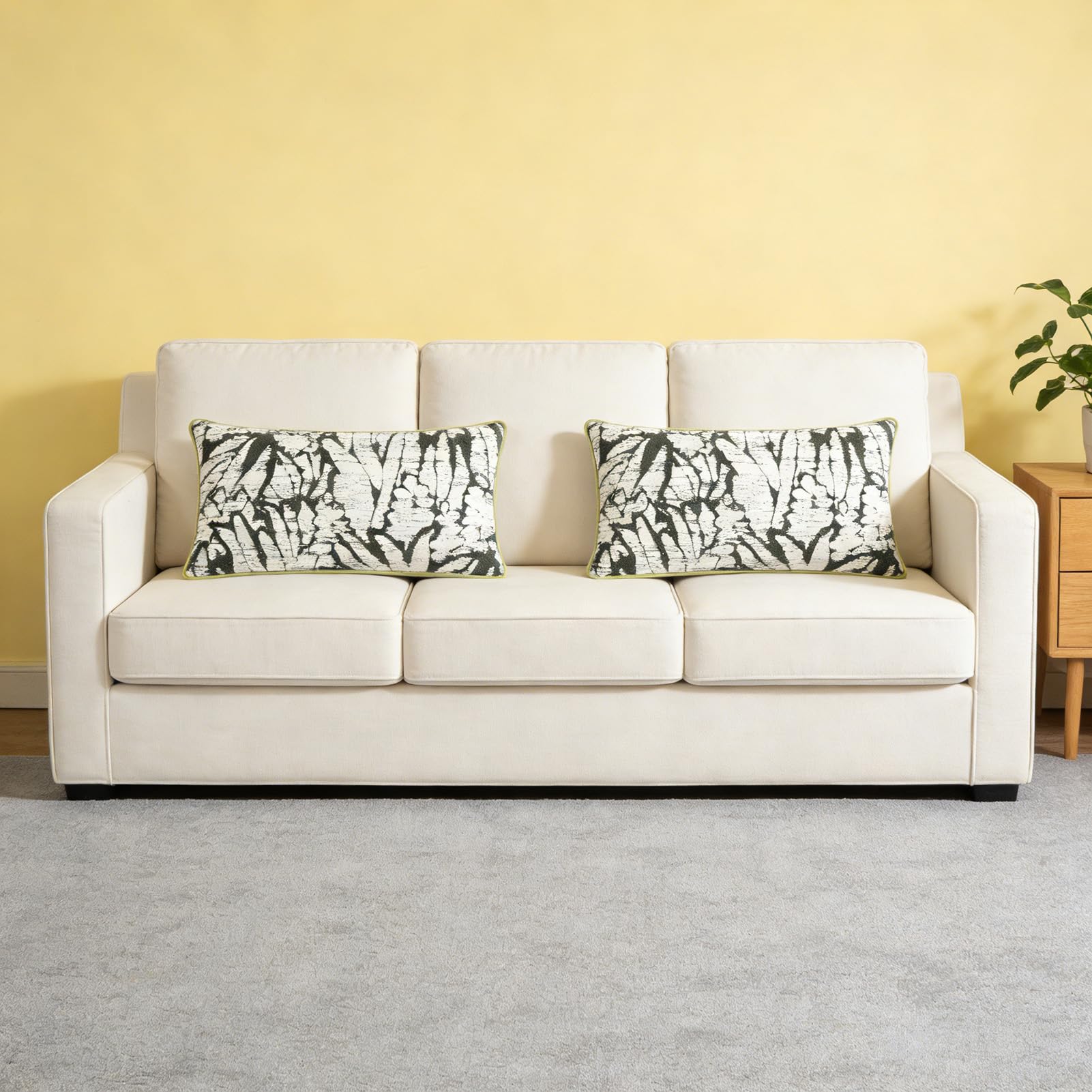 Jeanoko Fodere per Cuscini 6 Pezzi Farmhouse Boho Verde Bianco Morbide