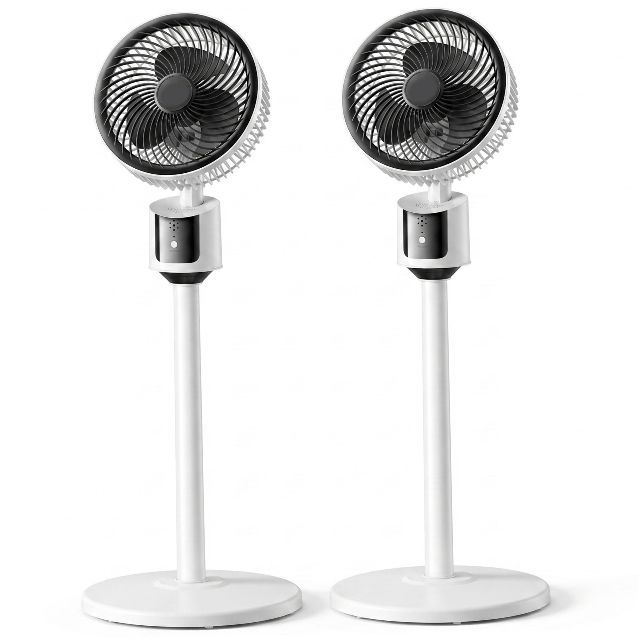 Ameble 2pcs Pedestal Fan Oscillating, Standing Fan For Bedroom, 3-speed 5m Airflow, Quiet Usb-powered Cooling Fans, White