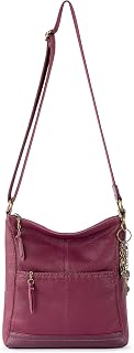 Lucia Crossbody Bag in Leather, Convertible Purse with Adjustable Strap, Currant Stitch