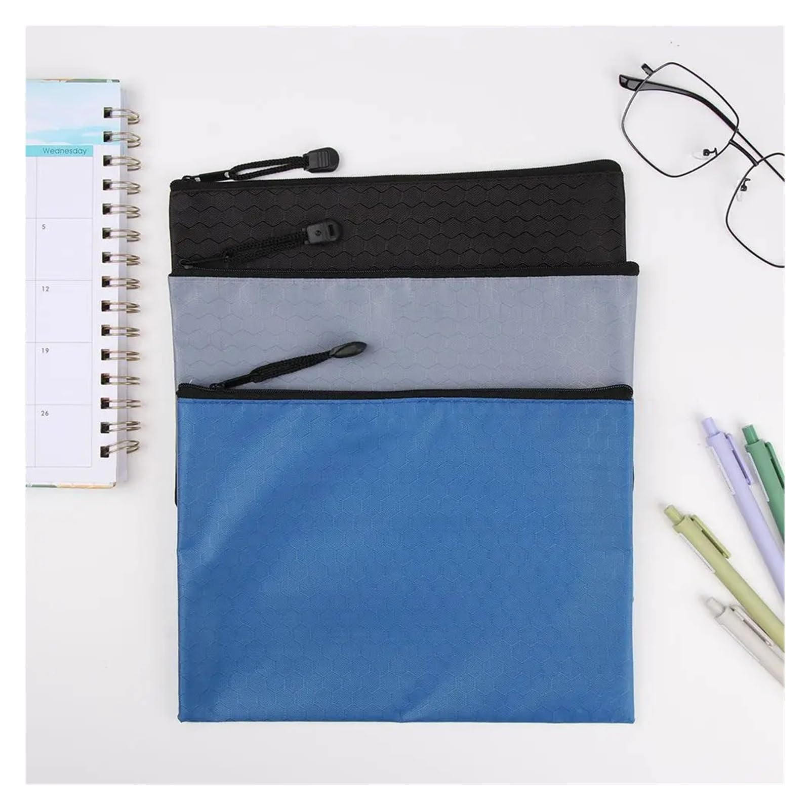 Lot de 12 pochettes à fermeture éclair pour documents, fournitures scolaires pour le rangement de papeterie