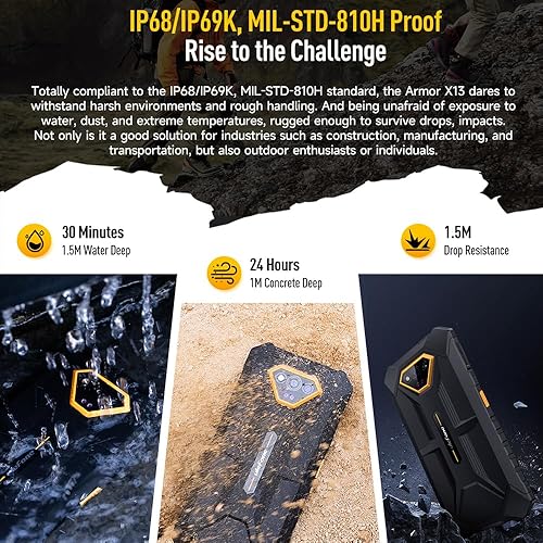 Miniatura 2 de Ulefone Armor X13 12GB+64GB Smartphone resistente desbloqueado, MTK Helio G36 Android 13, cámara de visión nocturna de 50 MP+24 MP, 6.52 pulgadas