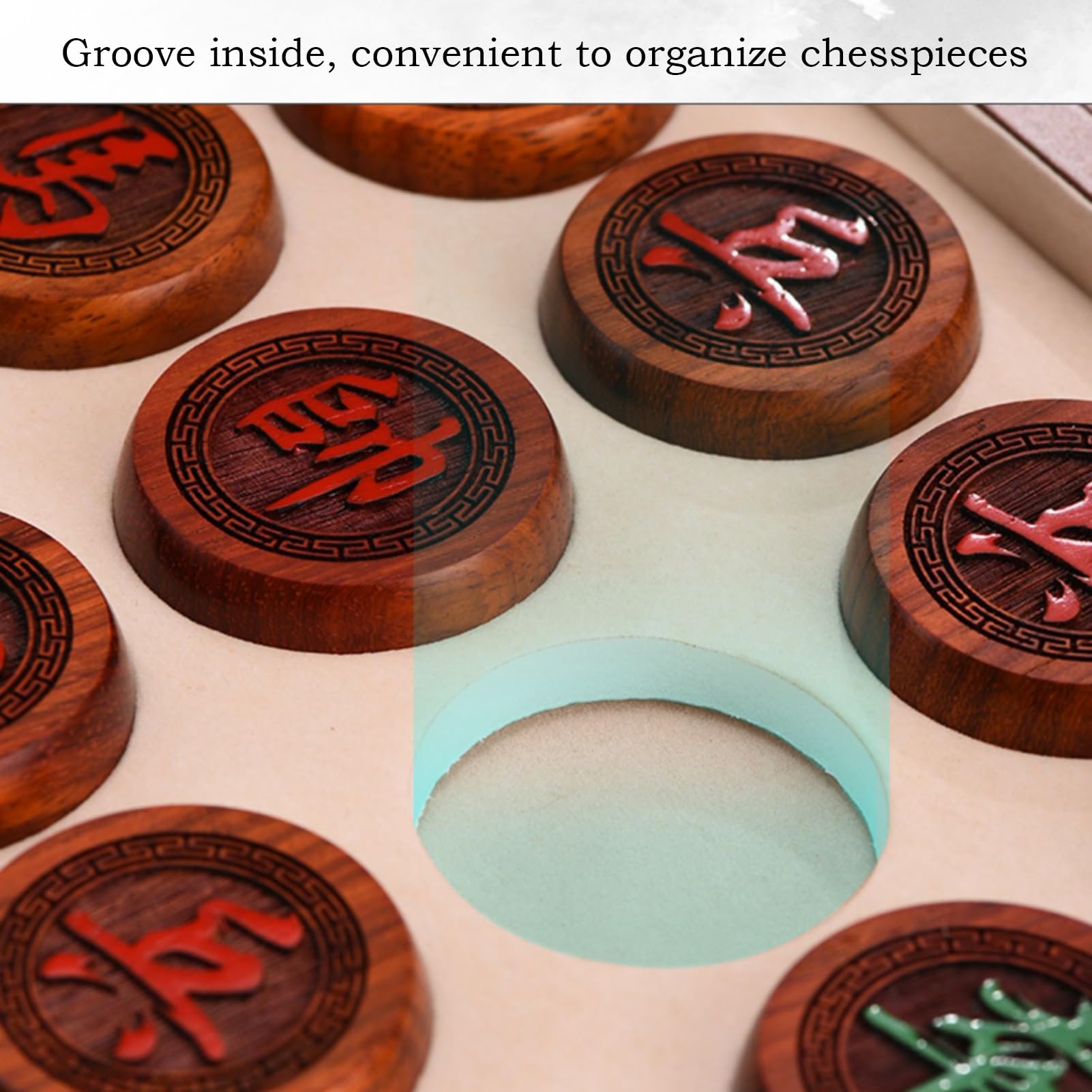 Juego de ajedrez Chino for 2 Jugadores, Xiangqi portátil con Tablero Plegable, Juego de Mesa de Estrategia(Beechwood,4.8cm/1.9in)