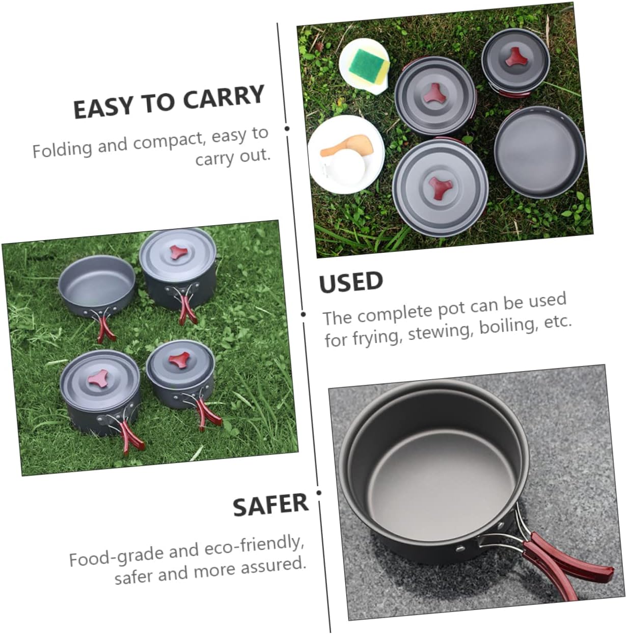 1set Camping Cookware Set Folding Pots and Utensils for Outdoor Cooking Backpacking and BBQ Person Capacity Safe Handles for Picnics and Camping Adventures