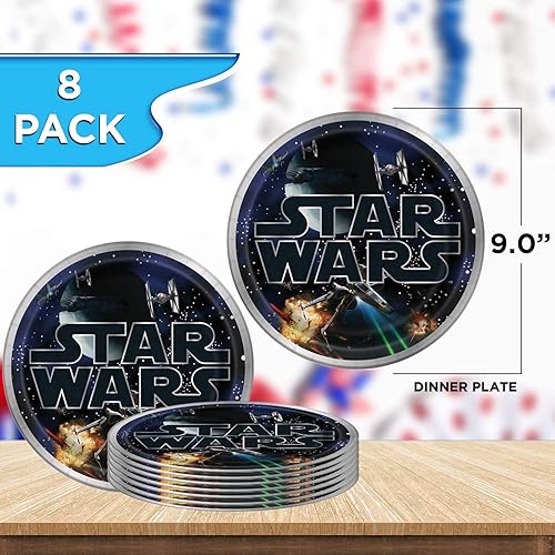 Miniatura 5 de Unique Star Wars - Paquete de vajilla para fiestas, servilletas de almuerzo y bebidas, platos de cena y postre