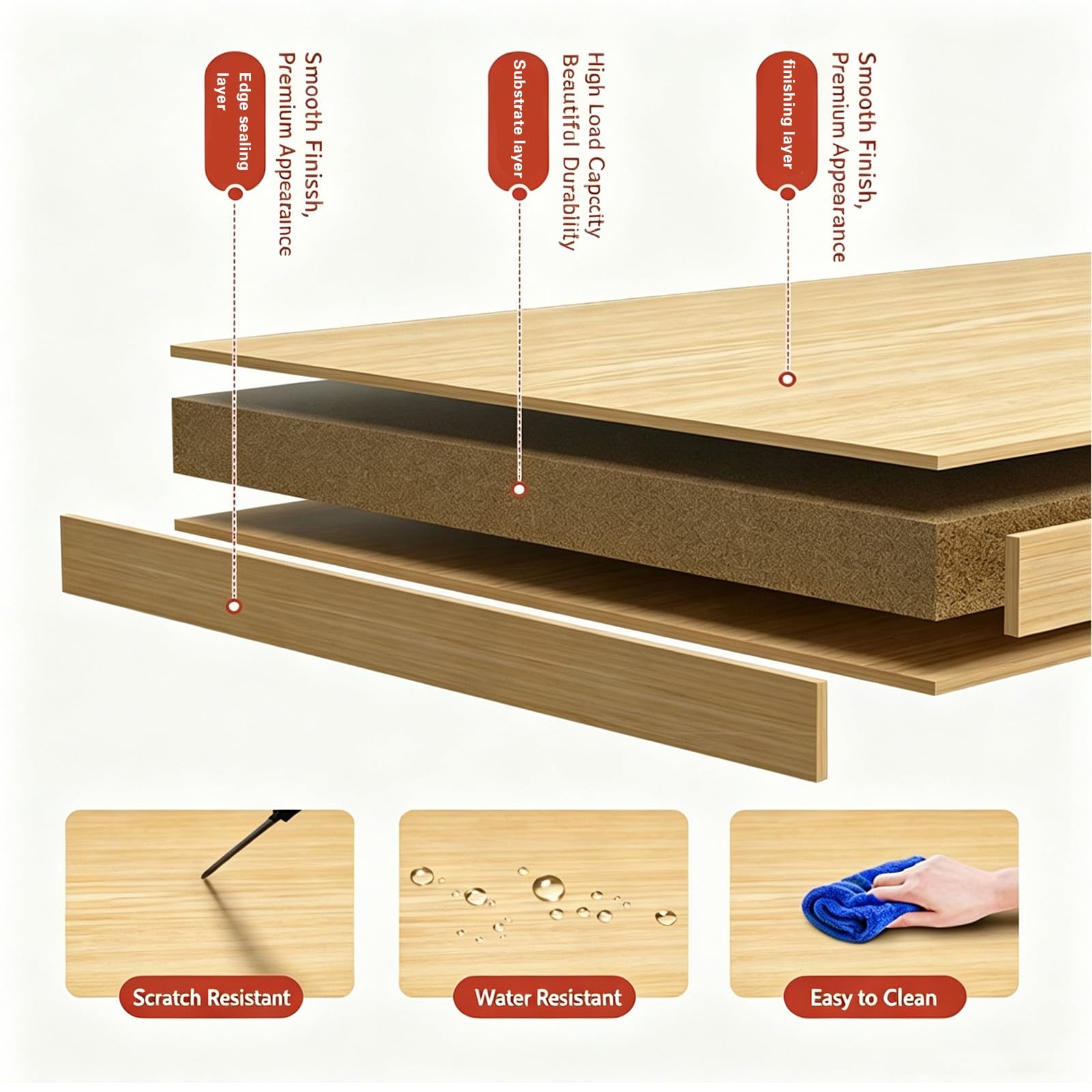 Escritorio para dos personas para oficina en casa con 3 cajones de almacenamiento, mesa de trabajo doble de madera ancha, escritorio largo para ordenador de juegos y para escribir light brown,200cm
