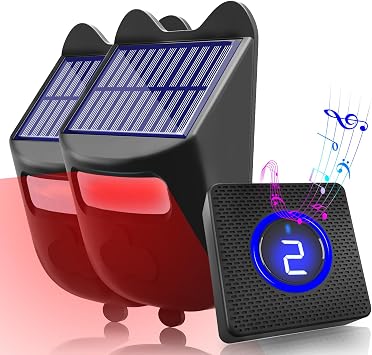 Solar Driveway Alarms Wireless Outside Weatherproof Motion Detector & Sensor for 1000ft Long Range - No Need Replace Batteries Security Driveway Alert System - Monitor & Protect Outside Property