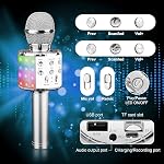 BlueFire 4 in 1 Handheld Karaoke Microphone, Portable Karaoke System with Speaker, Karaoke Machine Home KTV Player with Record Function for Android & iOS Devices (Silver)