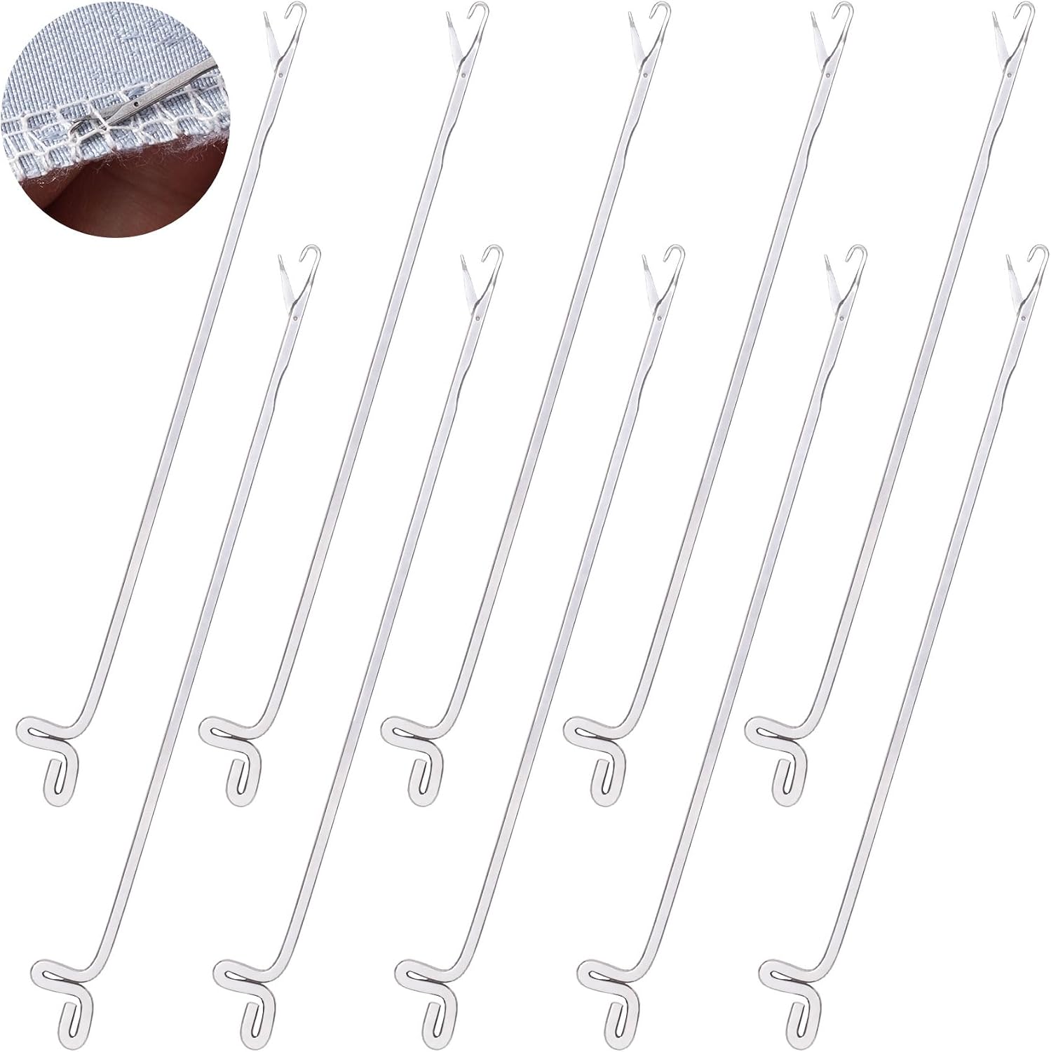 PAGOW 10 Pcs Latch Hook, Serging Crochet Hook Sewing Needles, Metal Snag Repair Tool for DIY Knitting Weaving Revamping Darning Threading Jewelry Making (2mm)