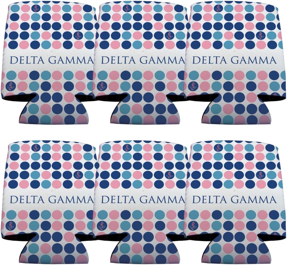 VictoryStore Can and Beverage Coolers - Delta Gamma, Polka Dot Design, Set of 6