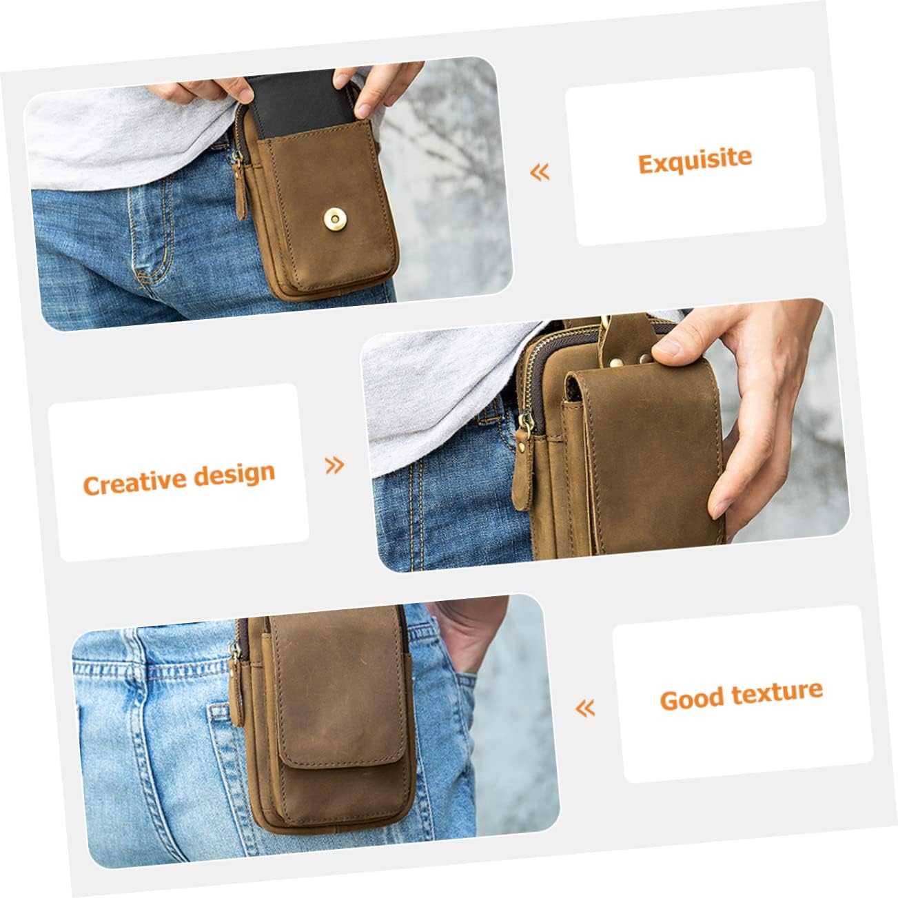 Large Tactical Phone Pouch Multi-Purpose Cell Phone Holder for Hiking Camping and Outdoor Activities Durable Water-Resistant Belt Bag for Smartphones Brown