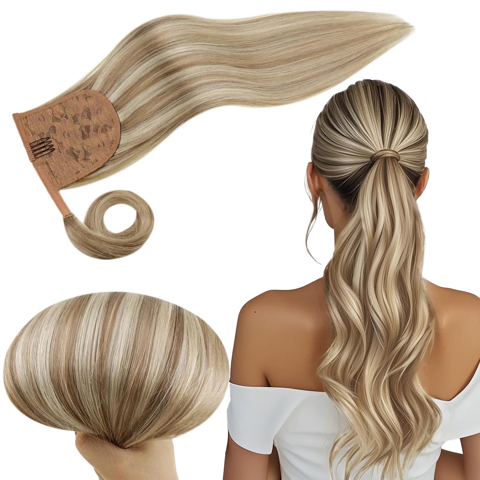 RUNATURE Echthaar Zopf Echte Haare Ponytail Extensions Echthaar Haar Pferdeschwanz Extensions Echthaar