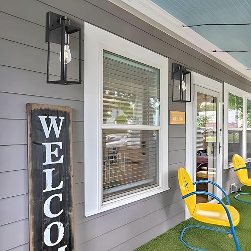 Miniatura 7 de Aplique de pared para exteriores, 16 pulgadas de alto, lámparas de pared exterior de transición con vidrio transparente, faroles de pared exteriores