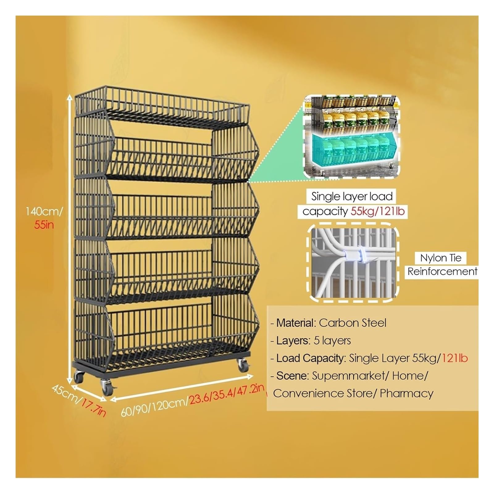 Süßigkeiten-Präsentationsständer, Snack-Thekenständer, Metalldraht, Boden-Display für Geschäfte, Bäckereien, Küchen, perfekt für Chips, Leckereien und Süßwaren-Vitrine