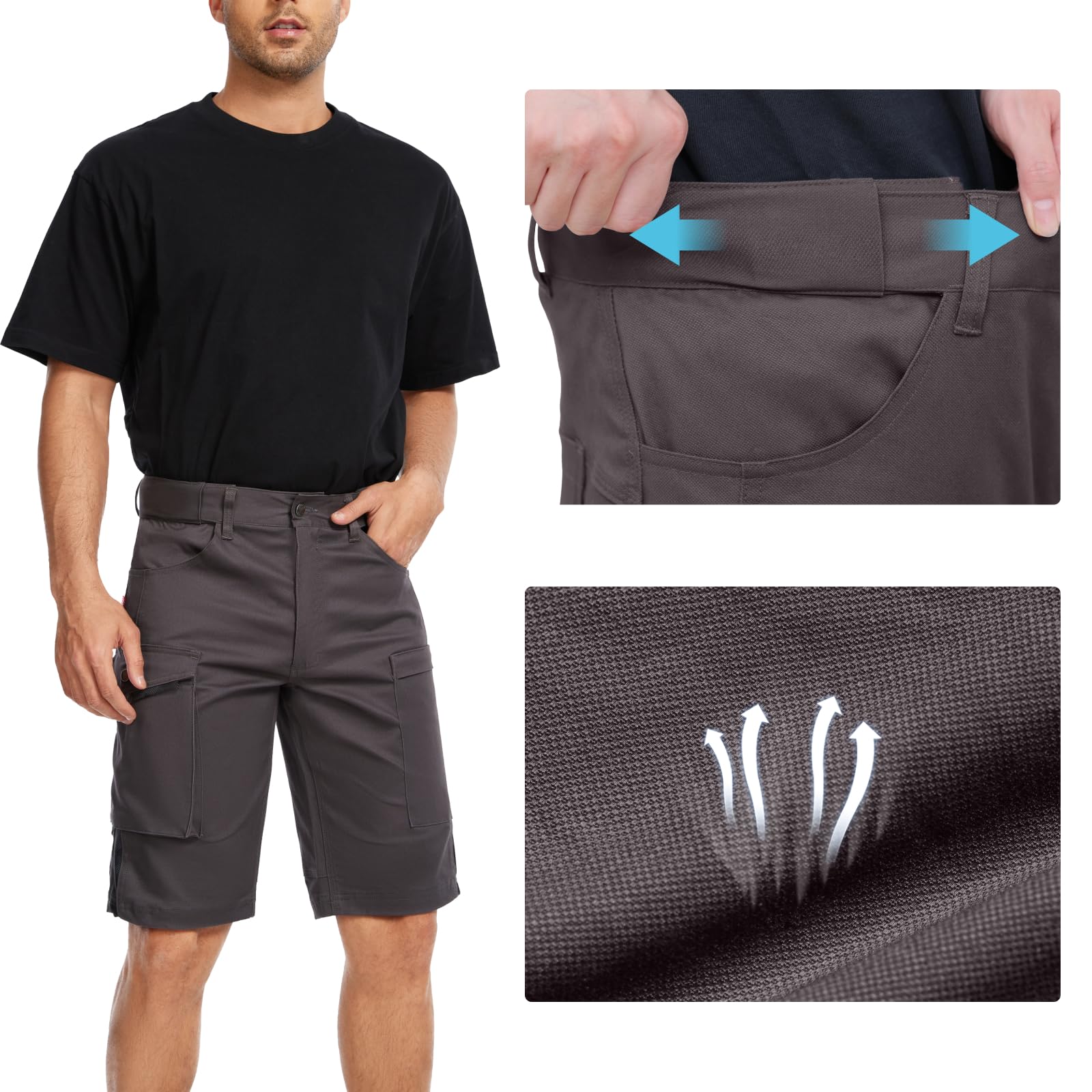 WORK IDEA Arbeitsshorts für Männer, hochwertige Shorts für Männer, vielseitige Shorts mit Taschen