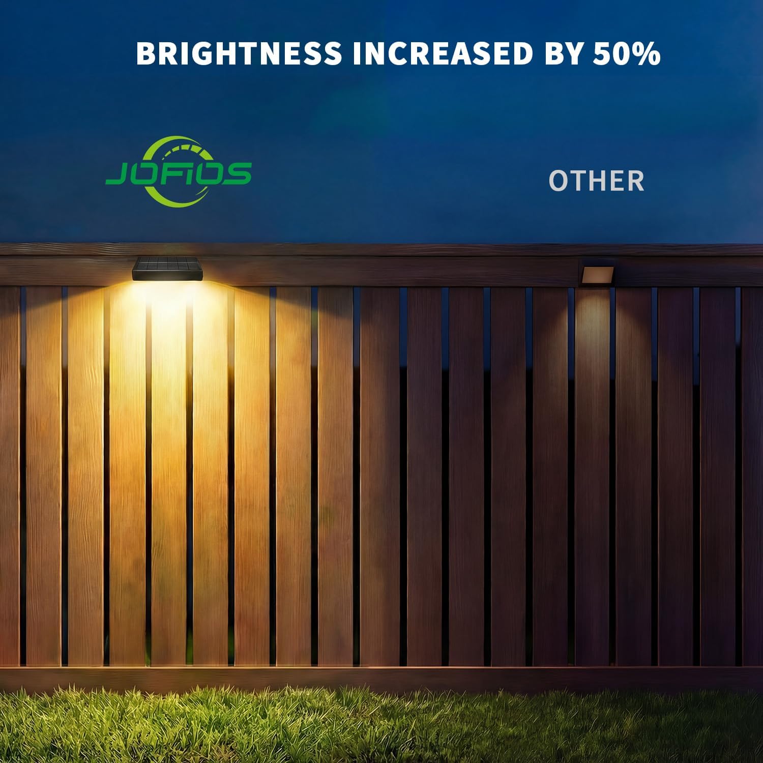 JOFIOS Fence Lights Solar Powered 12 Pack, 3000/4000/6000K 3 Modes, IP65 Waterproof Solar Fence Lights Outdoor, Dusk to Dawn Deck Lights for Outside, Wall, Backyard, Step, Patio, Stair Railings