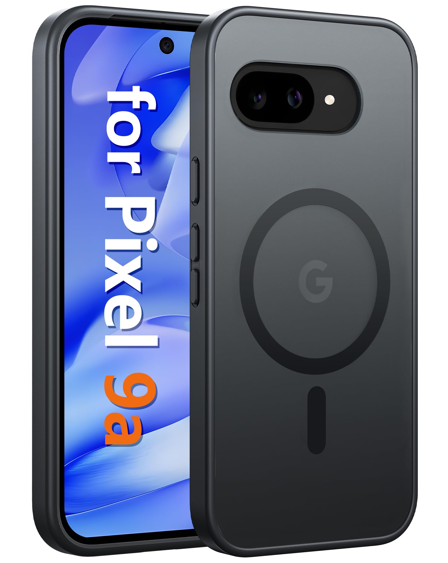 FNTCASE for Google Pixel 9a Case: Magnetic Translucent Matte Shockproof Slim Cell Phone Cover - Military Grade Drop Proof Hard Back Anti-Fingerprint Protective Case (6.3 inch/Black)Recycled Claim Standard Blended