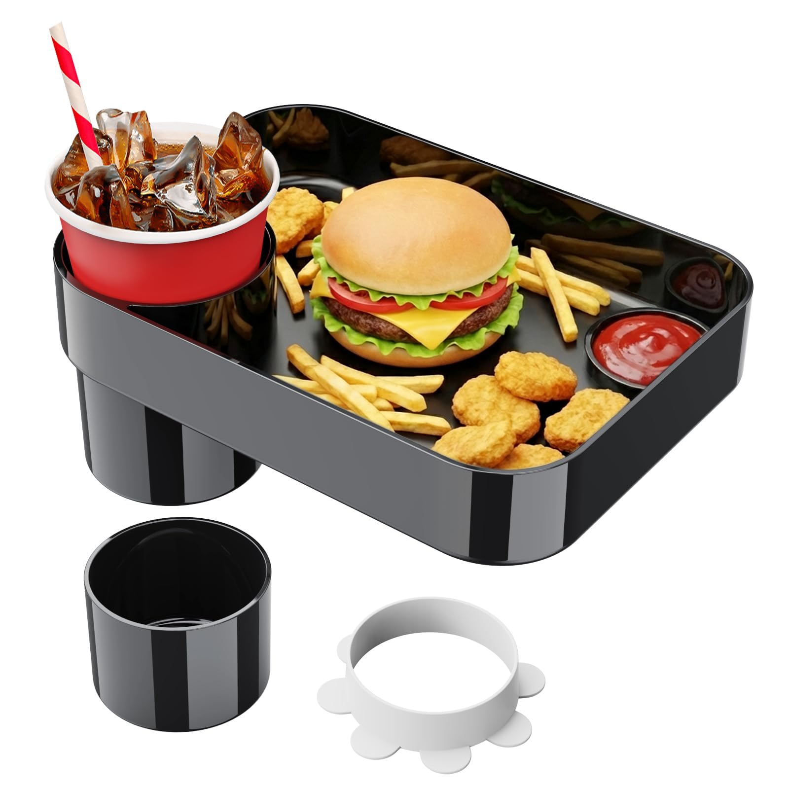 Quadratischer Getränkehalter für Autositz, Snack-Tablett für Kinder