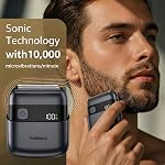 Electric Foil Shavers: Portable electric razor for Beard/Face Mini Electric Razor for Face - IPX7 Waterproof Cordless Razor with LED Display & Fast Charge - Micro-Comb Technology & Precision Blades for Travel & Home(Black)