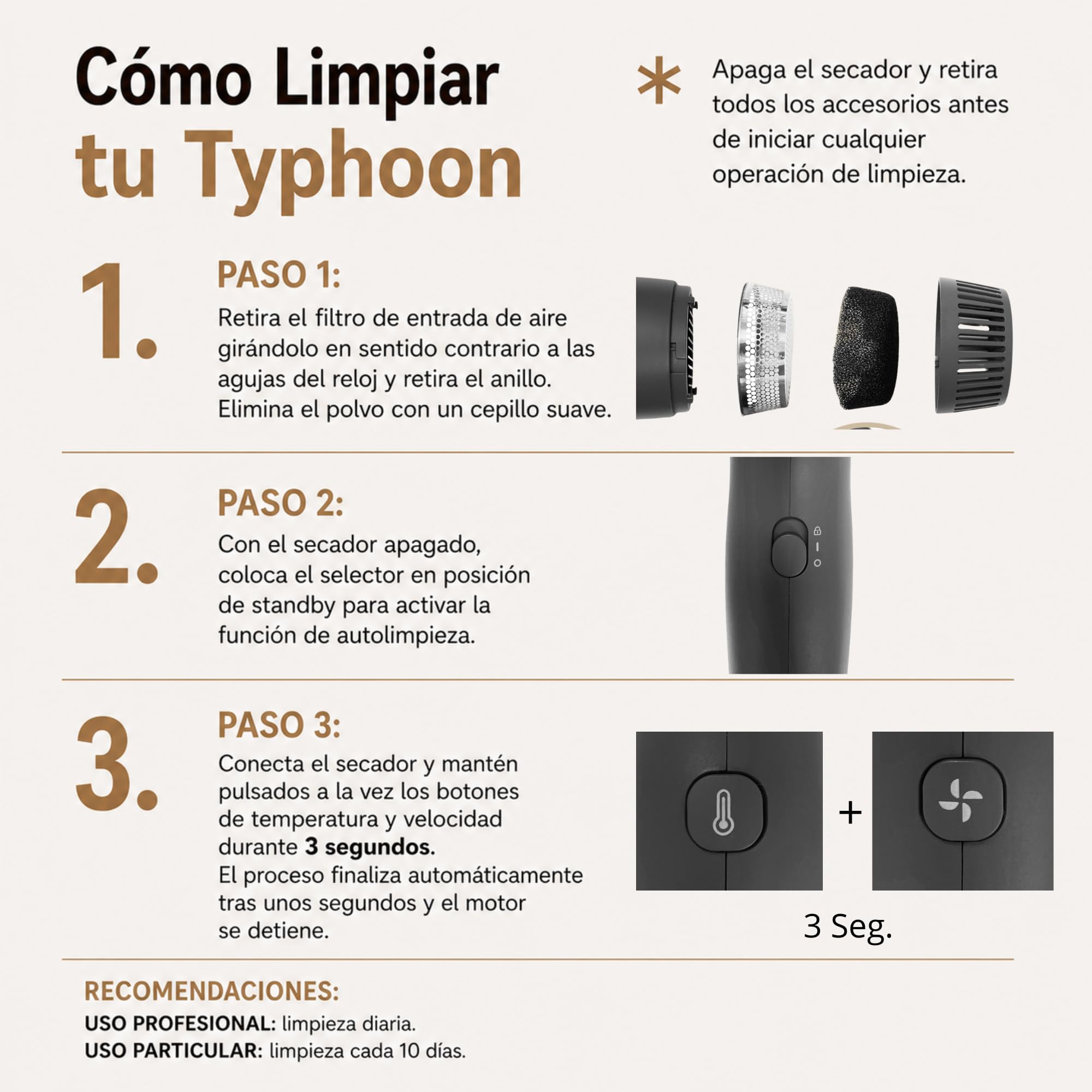 Corioliss Typhoon Secador de Pelo Profesional | Silencioso | Motor BLDC 2400W | Ligero 417 Gr. | Potente | Iónico Antifrizz | Difusor y 2 Boquillas | Black Chrome