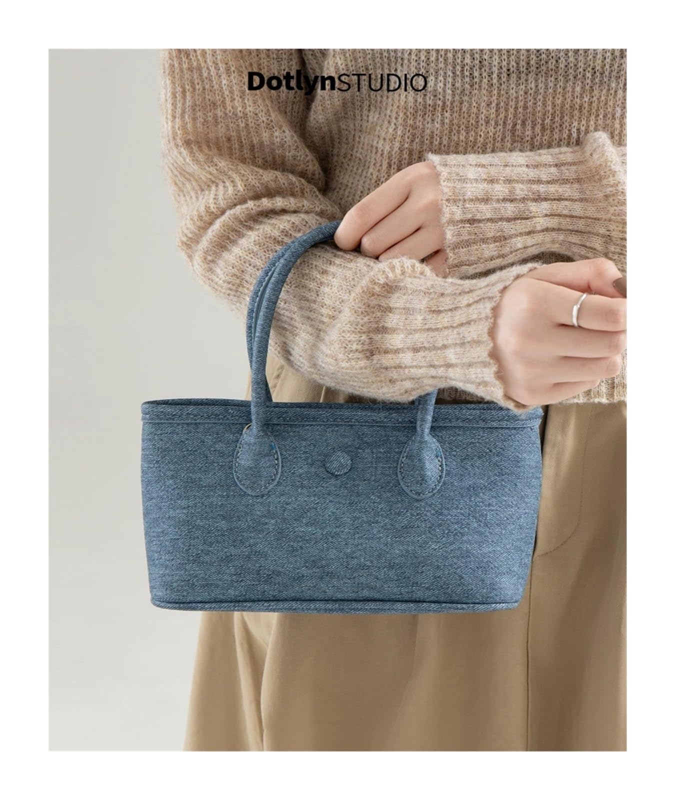 Borsa a mano in denim, borsa a tracolla, da pendolare, donna casual in pelle PU
