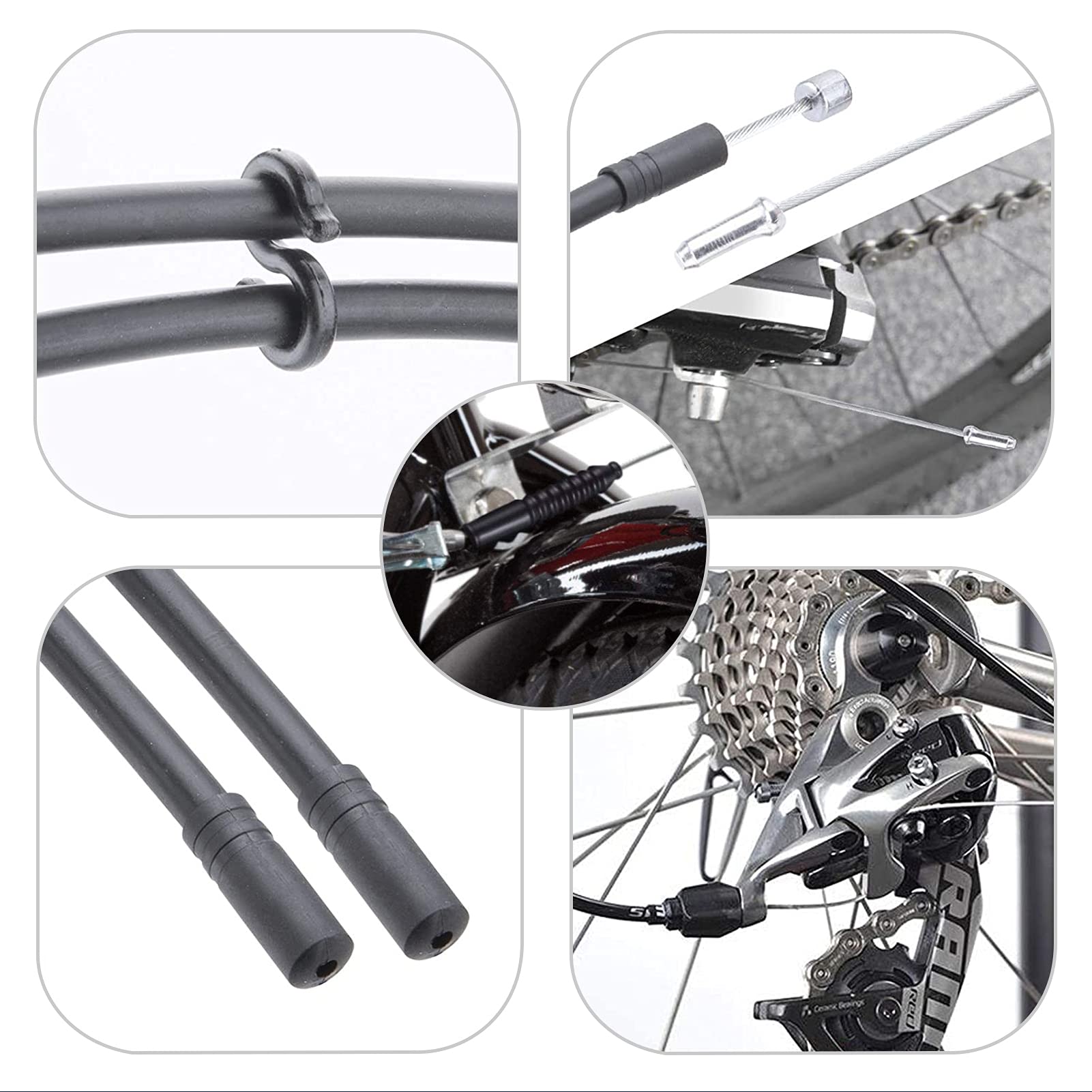 Mankk Universal Bicycle Brake Cable And Shift Cable,Bicycle Shift Derailleur Cable & Brake Cable Housing Kit With Brake Cable End Caps And O-Rings For Mountain Road Bike Repair