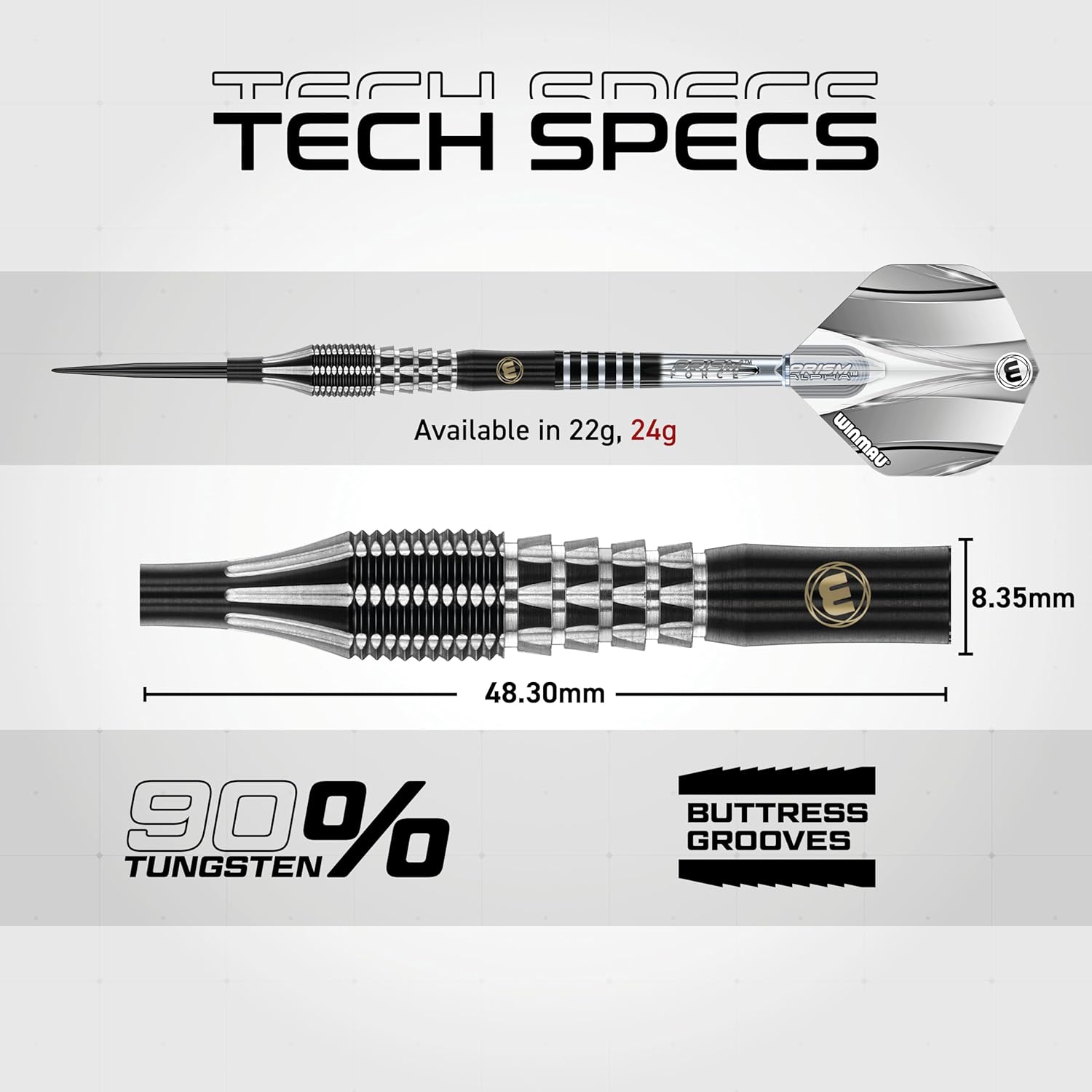 Winmau Sniper Special Edition Professional Tungsten Darts Set with Flights and Stems (Shafts)