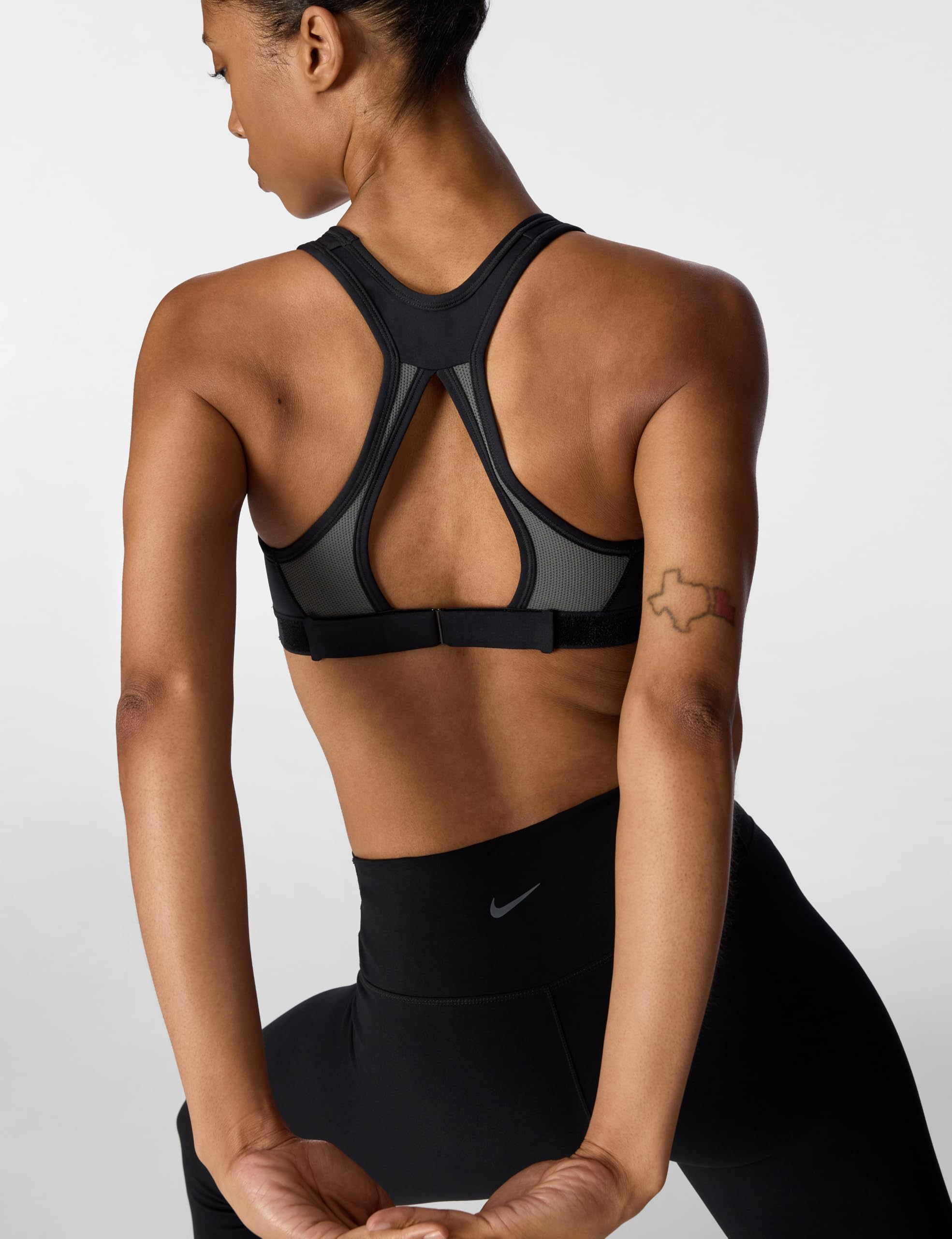 NIKE DX6815-010 W NK DF SWSH HGH SPT Bra Sports Bra Femme Black/Iron Grey/White Taille 1XF-G