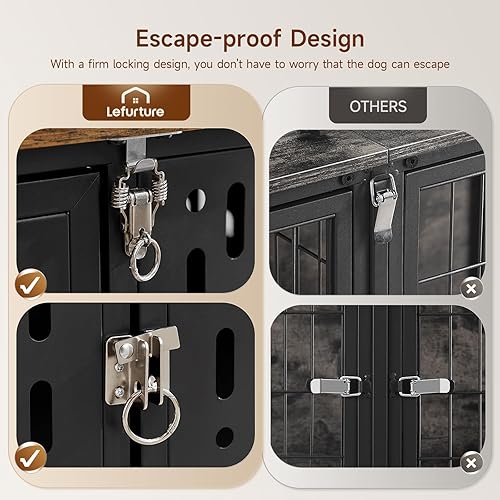 Miniatura 7 de Mueble de jaula para perros de 38.3 pulgadas con rueda, resistente para interiores con tapa abatible y cojín para perros medianos, jaula