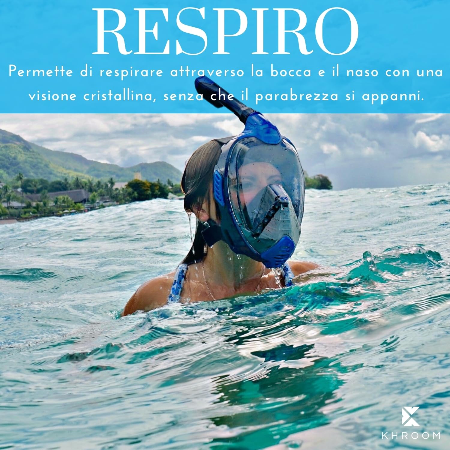 Khroom Maschera Snorkeling per Adulti e Bambini | Sicurezza CO2 certificata DEKRA | Maschera Seaview X – Maschera Subacquea con Boccaglio | Alternativa Set Snorkeling
