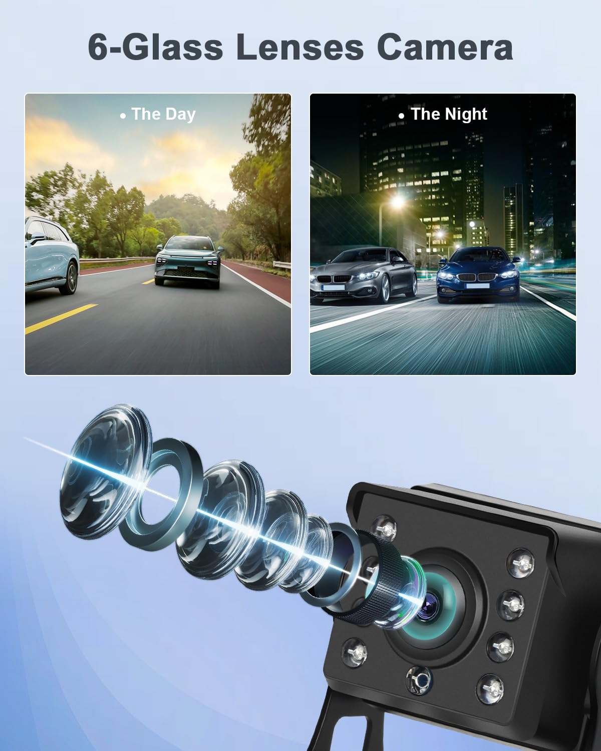 Inefala 4,3-calowa kamera cofania z monitorem IPS, kamera AHD Night Vision wodoodporna IP68 Cofanie 12 V bezprzewodowa kamera cofania do samochodu