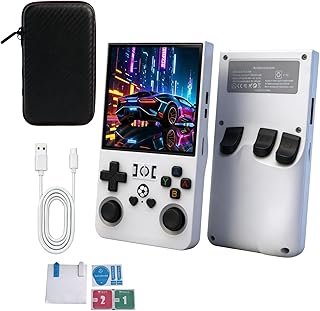 R36MAX Retro Handheld Spielkonsole 128GB Speicher über 18000 Spiele 4-Zoll-IPS Tragbare Mini-Arcade mit 4000 mAh für Linux-System, Unterstützt über 30 Emulatoren