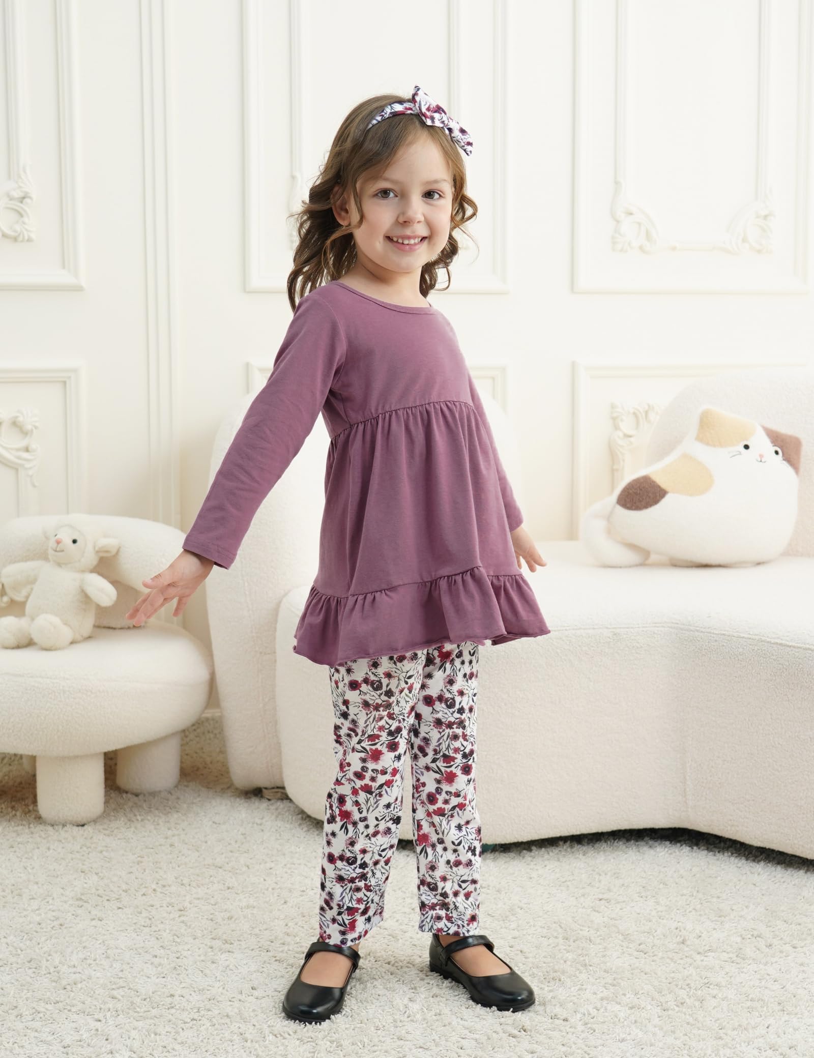 Vestiti da bambina a maniche lunghe con volant top e jeans pantaloni per bambina abiti autunnali