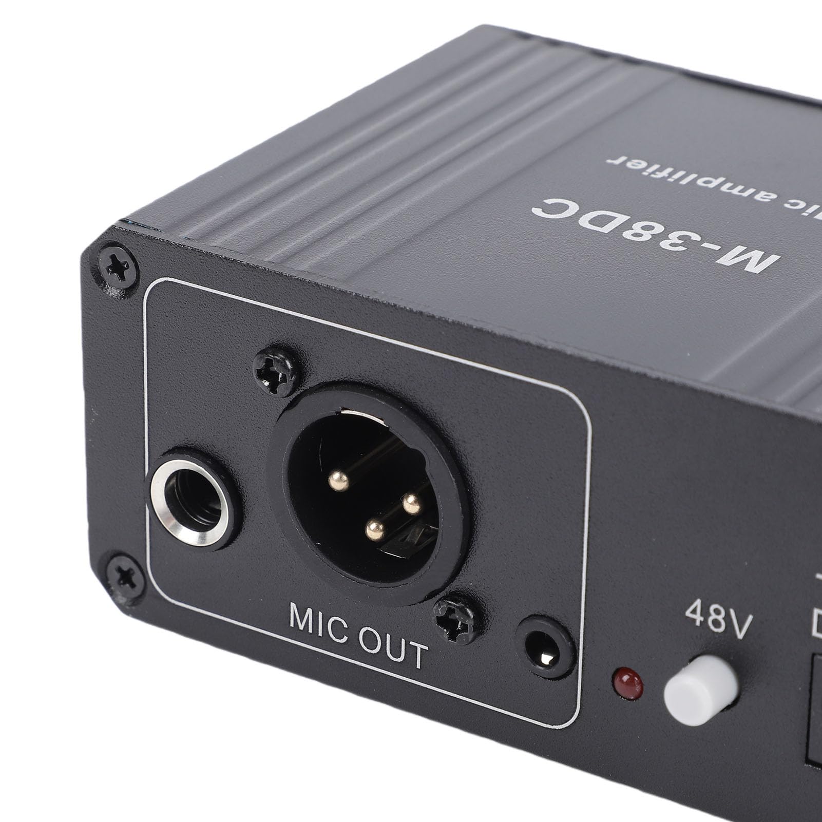 Preamplificador de Micrófono, Amplificador de Micrófono de Ganancia Ajustable de 38 DB con Potencia de 48 V, Salidas XLR de 3,5 Mm y 6,35 Mm, bajo Ruido, Ideal para Micrófonos de Condensador