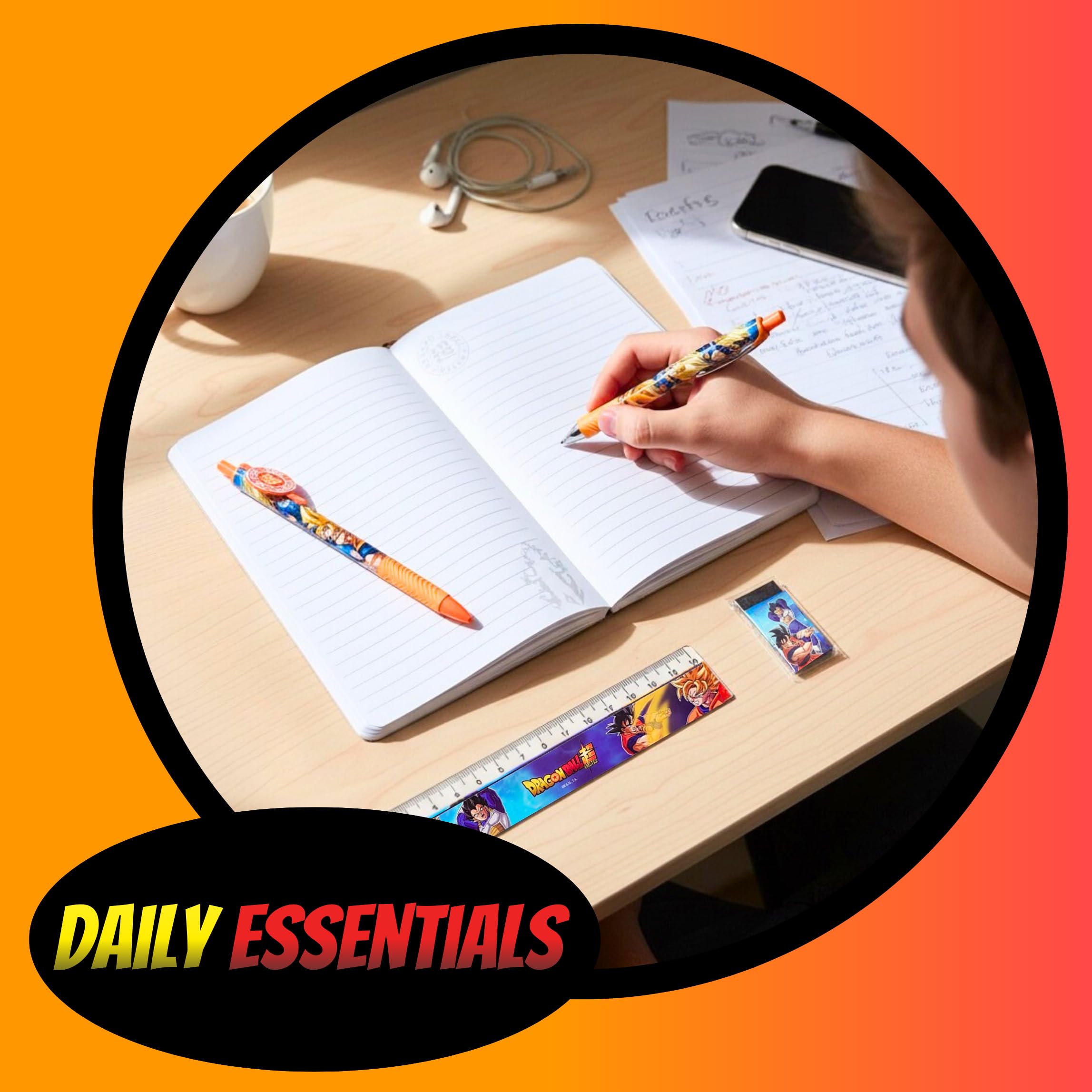 Dragon Ball Z Ensemble de Papeterie Cahier Règle Crayon Stylo Coffret Cadeau