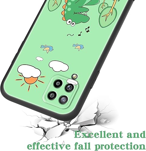 Miniatura 9 de Funda para teléfono Samsung A12, diseño de dinosaurio de dibujos animados, color verde, linda y divertida funda para niñas y mujeres con correa