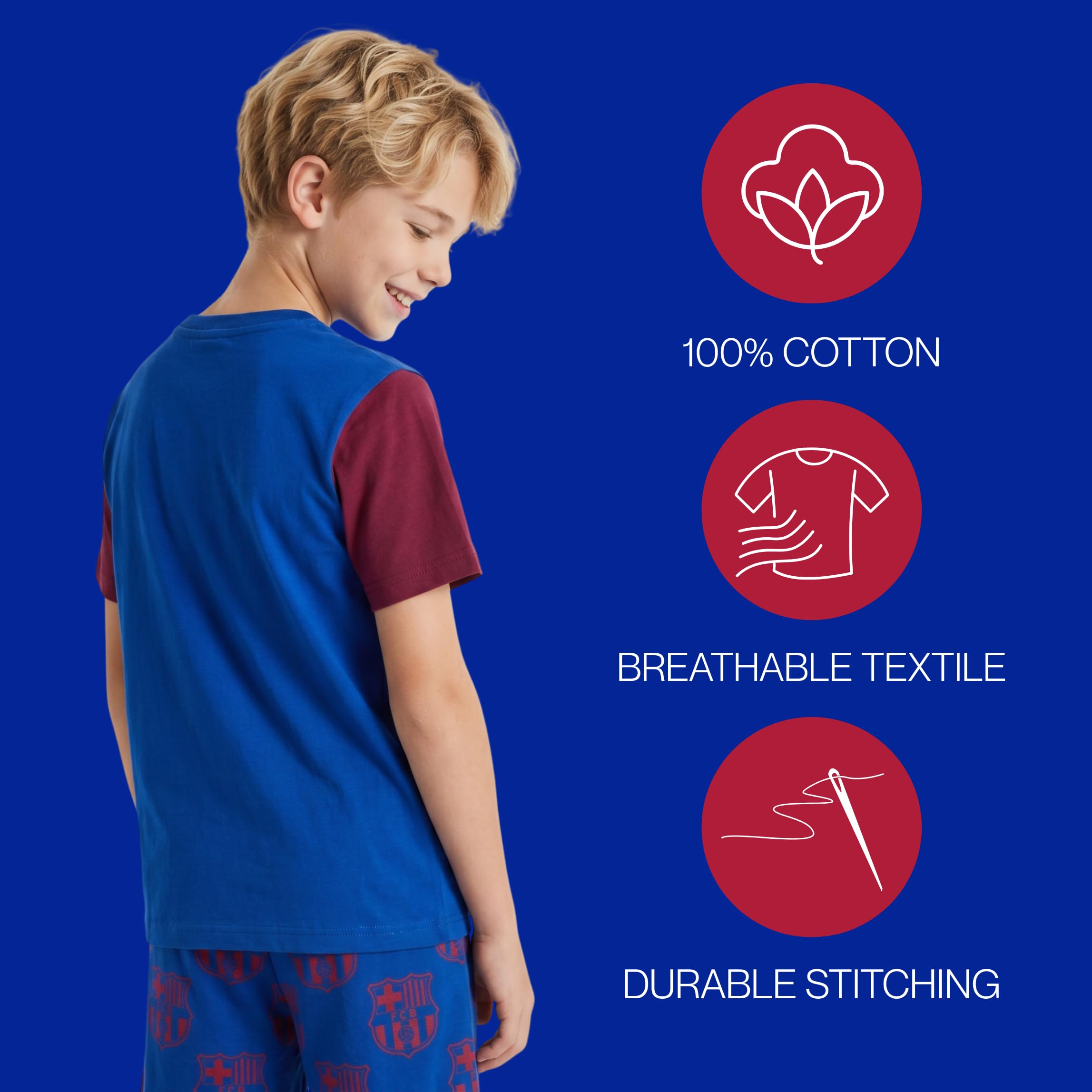 FC Barcelona Camiseta y Pantalón Corto para Niño, Conjunto 2 Piezas, Tallas 3 a 14 Años