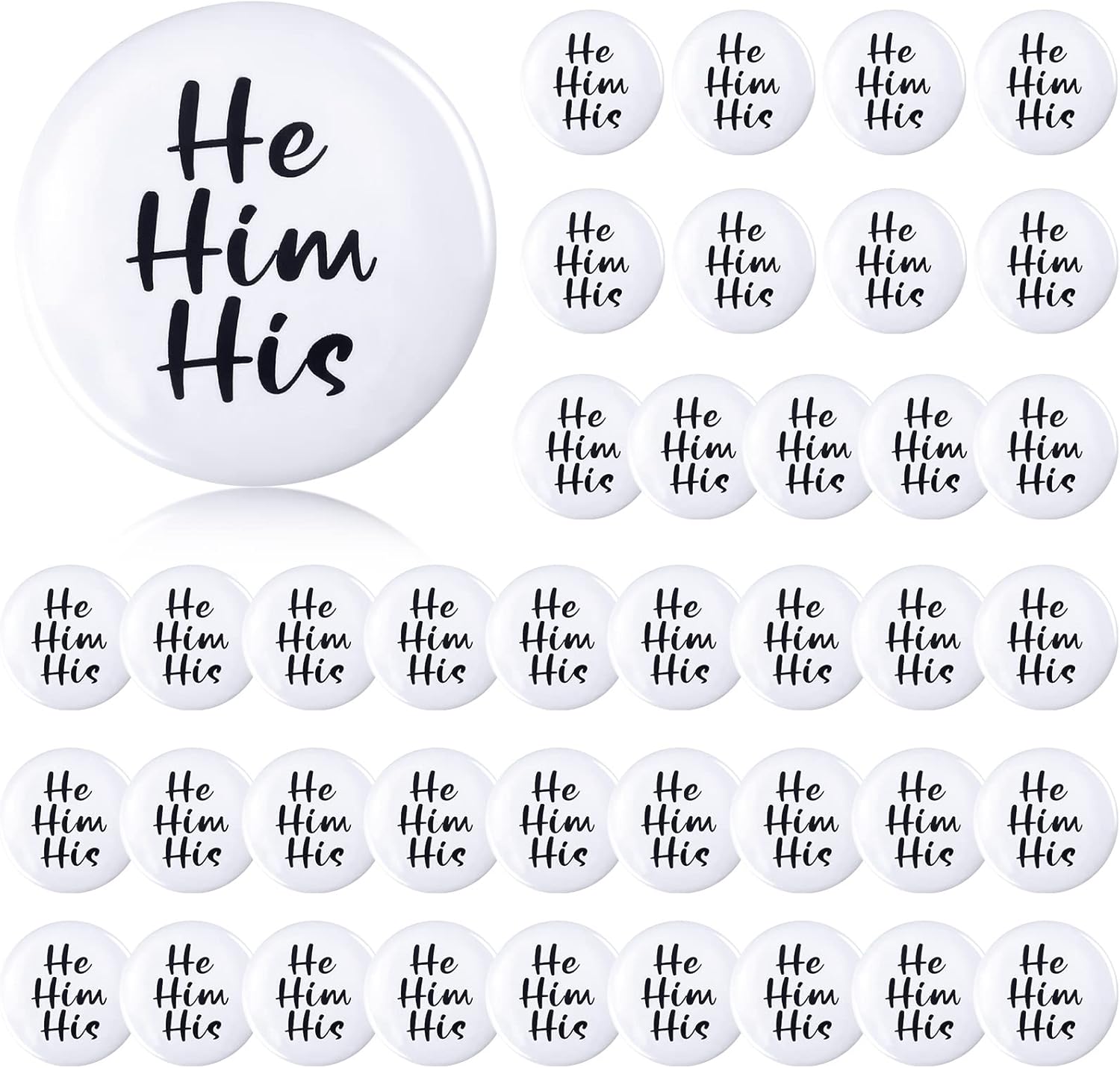 40 Pcs pronoun pins 1.25 Inch Pronoun Pin Nonbinary Pin Gender Identity Pronoun Buttons round