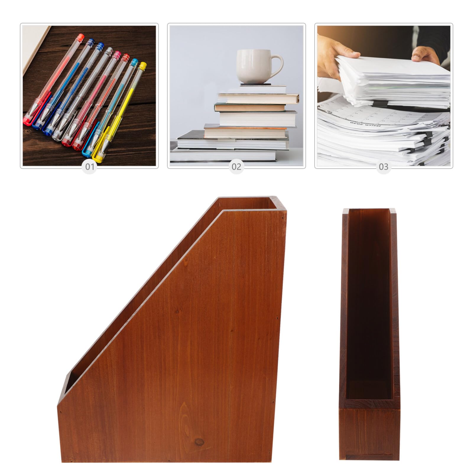Angoily Organizador De Escritorio De Madera Práctico y Elegante Caja De Almacenamiento Multifuncional Para Oficina Para Papelería y Archivos Gran Capacidad y Diseño Compacto Mejora La