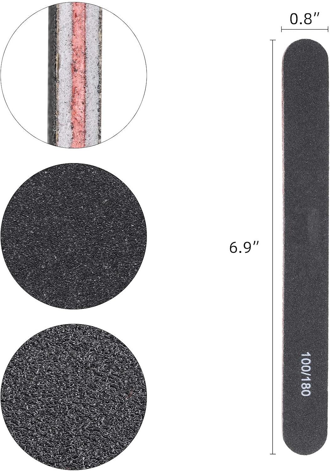 25Pcs Emery Boards for Nails Black Emery Boards for Home and Salon Use(100/180 Grit), 25-black, 25 Count (Pack of 1) - Image 4