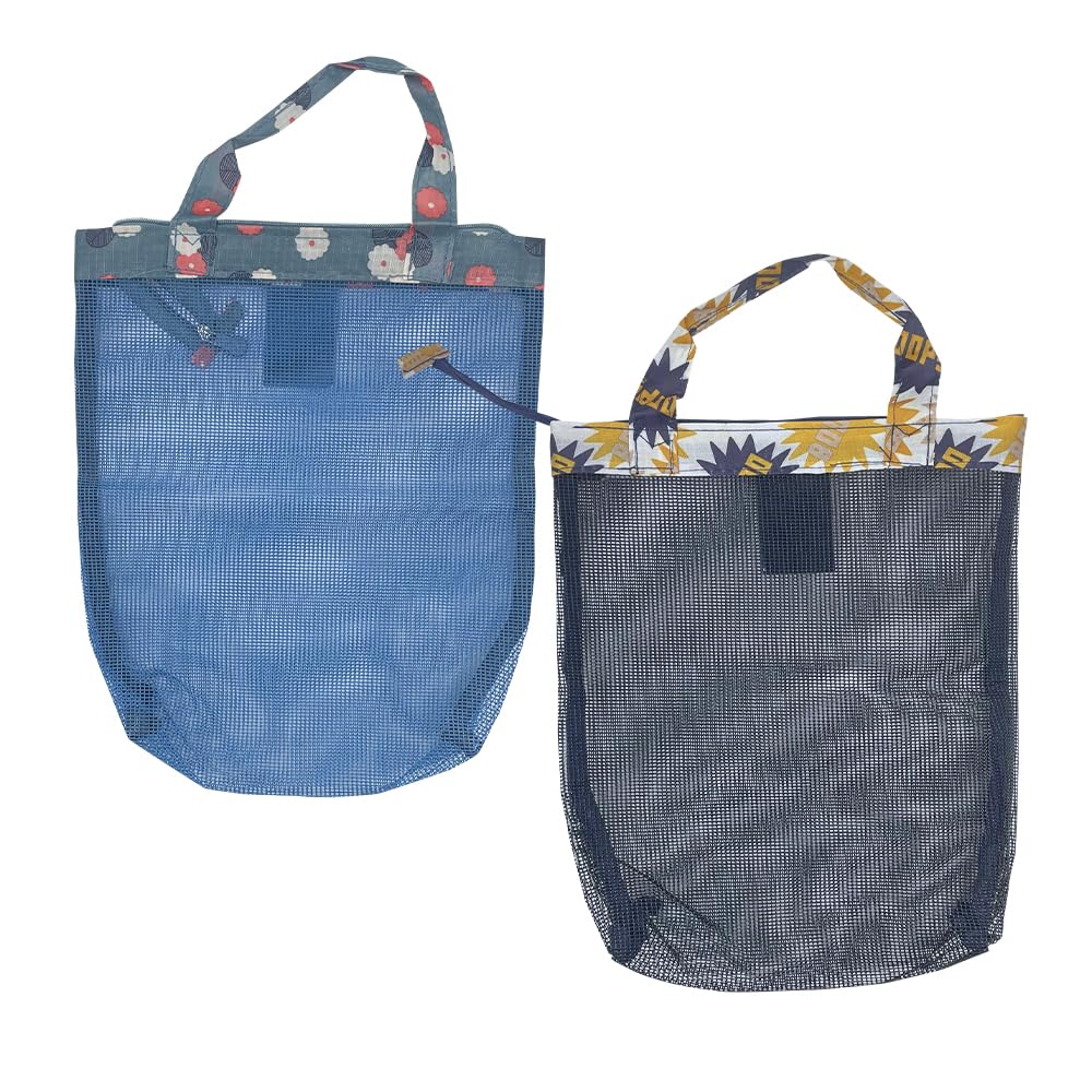ONEBO 2 Piezas Bolsa de Malla de Playa,Bolsa de Playa con Cremallera,Bolsas De Playa Ligeras Y Plegables,para la Bañarse, Natacición, Camping(26 * 24cm)