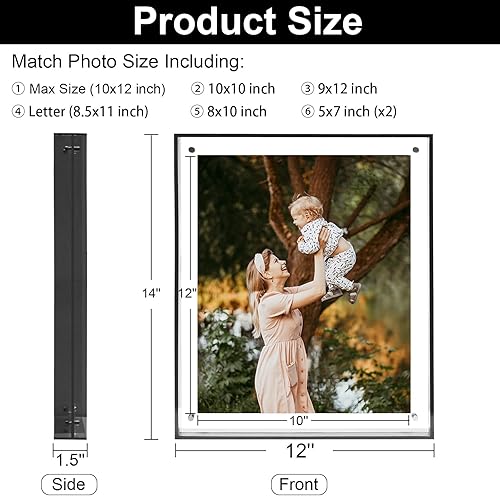 Miniatura 2 de Portarretratos de 10 x 12 pulgadas, impresionante marco de fotos acrílico de colores, para fotos de 10 x 12, 10 x 10, 9 x 12, 8.5 x 11, 8 x 10