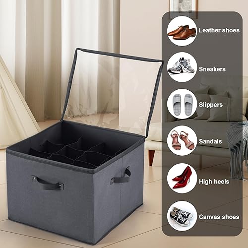 Miniatura 8 de Mayniu Organizador de almacenamiento de zapatos para 16 pares, organizador grande de zapatos con asas reforzadas, organizador de caja de zapatos